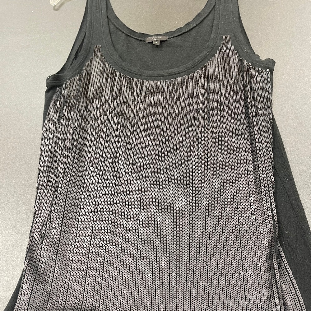 J Crew 'Collection' black sequin tank top medium